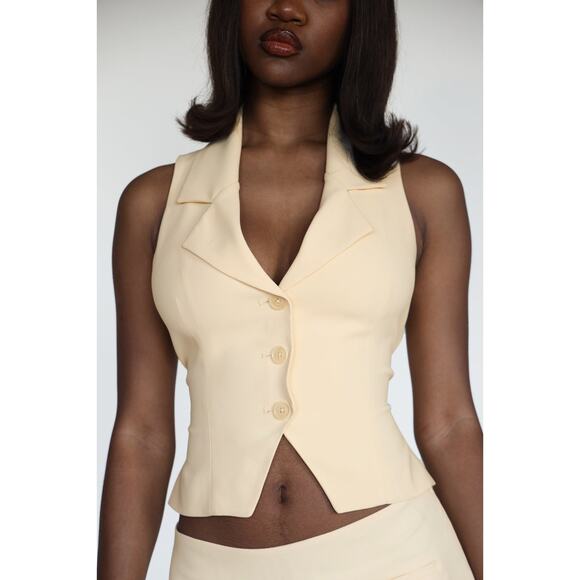 Mirror Palais The Tailored Button-Front Vest - XS - Leite - Picture 1 of 3